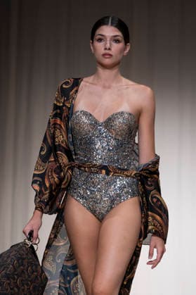AQUADICOCCO - MOMAD Fashion Week de Madrid, Spain - 25 Jul 2026 A model walks the runway wearing a design by AQUADICOCCO during Momad Fashion Week de Madrid in IFEMA. Madrid Spain Copyright: xAtilanoxGarciax xSOPAxImagesx photo03364