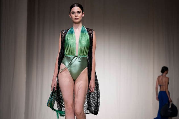 AQUADICOCCO - MOMAD Fashion Week de Madrid, Spain - 25 Jul 2026 A model walks the runway wearing a design by AQUADICOCCO during Momad Fashion Week de Madrid in IFEMA. Madrid Spain Copyright: xAtilanoxGarciax xSOPAxImagesx photo03382