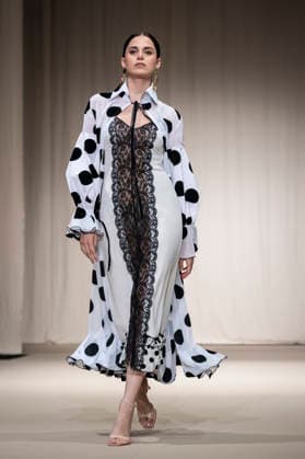 July 25, 2026, Madrid, Spain: A model walks the runway wearing a design by Flamentex during the Momad Fashion Week de Madrid in IFEMA. Madrid Spain  - ZUMAs197 20260725_aaa_s197_091 Copyright: xAtilanoxGarciax