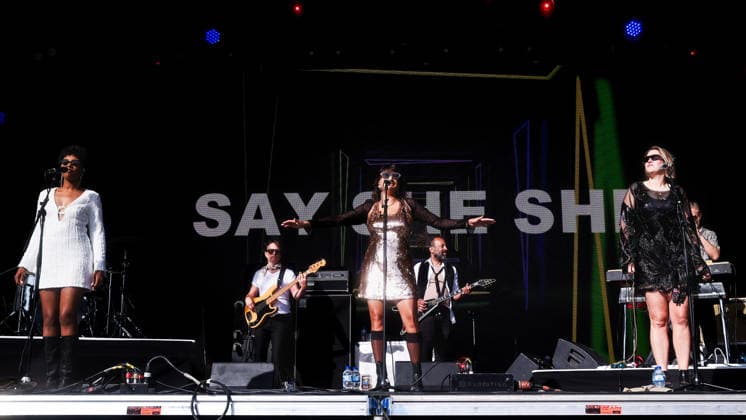 Womad: The Worlds Festival on Saturday 25 July 2026 Say She She performs on the World Stage during Womad: The Worlds Festival on Saturday 25 July 2026 at Neston Park. Say She She Are A Brooklyn-Based Disco-Funk Soul Trio Made Up Of Nya Gazelle Brown, Piya Malik And Sabrina Cunningham (L - R )., Credit:Julie Edwards Avalon  Copyright: xJuliexEdwardsx xAvalonx 1118657762