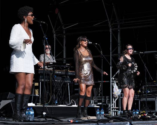 Womad: The Worlds Festival on Saturday 25 July 2026 Say She She performs on the World Stage during Womad: The Worlds Festival on Saturday 25 July 2026 at Neston Park. Say She She Are A Brooklyn-Based Disco-Funk Soul Trio Made Up Of Nya Gazelle Brown, Piya Malik And Sabrina Cunningham (L - R )., Credit:Julie Edwards Avalon  Copyright: xJuliexEdwardsx xAvalonx 1118657787