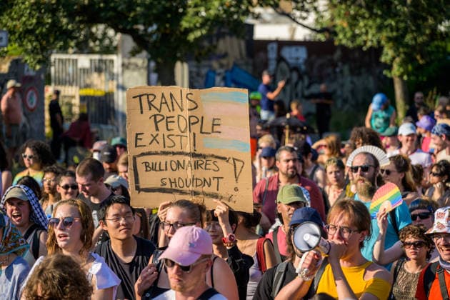 July 25, 2026, Berlin, Berlin, Germany: A demonstrator hold a placcard at the Internationalist Queer Pride on July 25 2026 in Berlin Germany. Thousands of people marched in Wedding district of Berlin to protest against queerophobia and for equallity, as well as against imperialism and the genocidal war of Israel in Gaza and the rest of the Palestinian Territories, in the annual Internationalist Queer Pride of 2026 in Berlin. Berlin Germany  - ZUMAk201 20260725_zip_k201_030 Copyright: xNikosxKanistrasx
