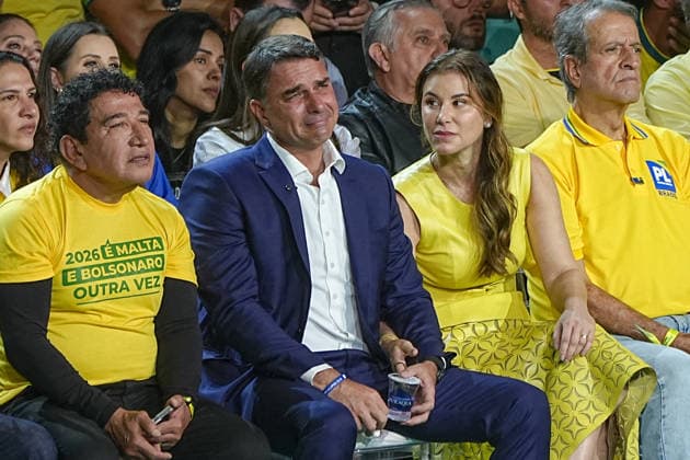 July 25, 2026: Senator Flavio Bolsonaro appears moved during the Liberal Party (PL) political summit in Sao Paulo, Brazil. The prominent right-wing group authorized the presidential candidacy of Jair Bolsonaro s oldest son. - ZUMAl146 20260725_aaf_l146_003 Copyright: xPauloxLopesx