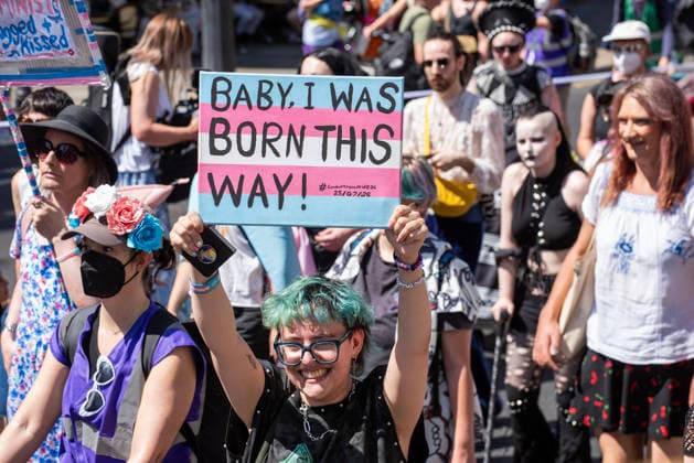 July 25, 2026, London, Greater London, United Kingdom: Thousands of transgender activists and supporters gathered in Central London by the BBC Broadcasting House to march to the Trafalgar Square to celebrate Trans Pride 2026. London United Kingdom - ZUMAe120 20260725_zip_e120_030 Copyright: xKrisztianxElekx