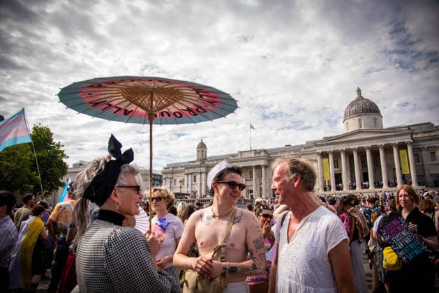 July 25, 2026, London, United Kingdom: Fashion styles of protestors attending the London Trans+ Pride 2026 Parade. New EHRC rules limiting single-sex spaces to biological sex created a bleak backdrop for this year s London Trans+ Pride march. London United Kingdom - ZUMAs197 20260725_aaa_s197_314 Copyright: xLoredanaxSangiulianox
