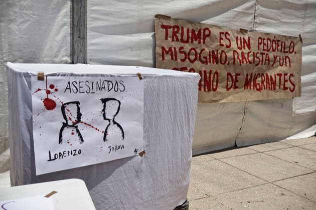 July 25, 2026, Mexico City, Cdmx, Mexico: A group of U.S. citizens living in Mexico City gathered at the Monument to the Revolution to demand justice for the killings of Lorenzo Salgado, shot dead by ICE agents in Texas and Johan sebastian Duran, who was also killed at the hands of ICE. Members of various collectives of deported U.S. citizens and the organization Democrats Abroad Mexico demanded justice and the prosecution of ICE agents committing murders and racially motivated crimes against people of Latin American origin. They view this as a fascist, authoritarian, and racist campaign of white supremacy spearheaded and backed by President Donald Trump, noting the absence of justice or legal proceedings regarding the abuse of authority by - ZUMAp204 20260725_zip_p204_007 Copyright: xJosuexPerezx