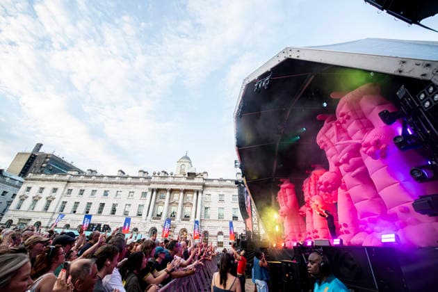 The Flaming Lips performing live at Somerset House for The Summer Series, London 25 June 2026 The Flaming Lips performing live at Somerset House for The Summer Series, London 25 June 2026 Wayne Coyne ,lead singer The Flaming Lips are an American rock band formed in Oklahoma, in ˜83. They are three-time Grammy-Award winners. The Flaming Lips are one of the most enduring, influential, unpredictable, and globally respected bands of their generation., Credit:Dafydd Owen Dafydd Owen - B5377 Avalon United Kingdom, London  Copyright: xDafyddxOwenx xDafyddxOwenx-xB5377x xAvalonx 1118737088