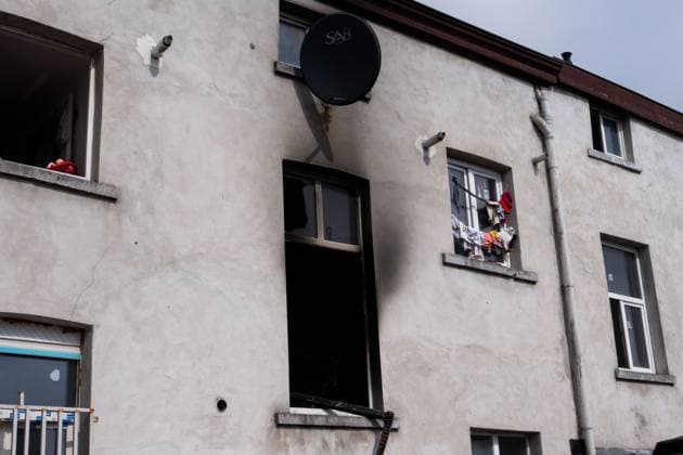 a residential building at the Haachtsesteenweg chaussee de Haecht in Schaarbeek Schaerbeek, Brussels, where a fire broke out last night, Sunday 26 July 2026. Two people died in the fire. Eight others were injured. Two of them are in serious condition. The cause of the fire is still under investigation. MARIUS BURGELMAN  MariusxBurgelman 182071820