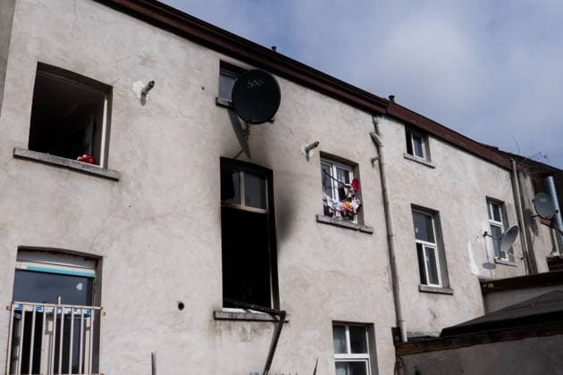 a residential building at the Haachtsesteenweg chaussee de Haecht in Schaarbeek Schaerbeek, Brussels, where a fire broke out last night, Sunday 26 July 2026. Two people died in the fire. Eight others were injured. Two of them are in serious condition. The cause of the fire is still under investigation. MARIUS BURGELMAN  MariusxBurgelman 182071822