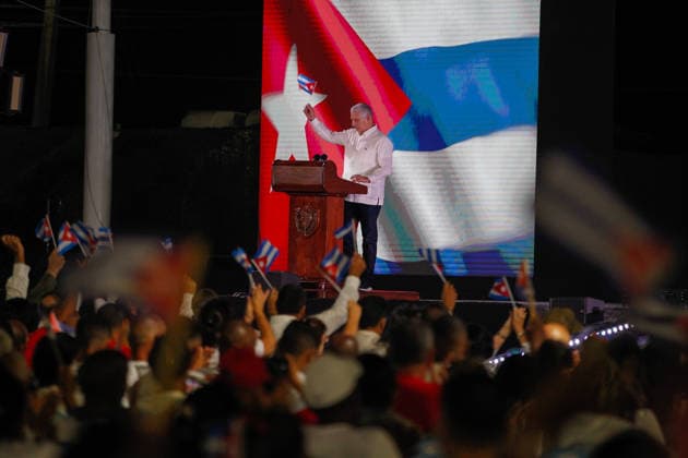 Pinar del Rio hosts the main national ceremony marking the 73rd anniversary of July 26th Revolutionary Movement PINAR DEL RIO, CUBA - JULY 26: Cuba s President Miguel Díaz-Canel waves a paper flag while delivering a speech during a ceremony at the Revolution Square marking the 73rd anniversary of the assault on the Moncada and Carlos Manuel de Cespedes barracks, led by Fidel Castro and the 26th of July Revolutionary Movement in Pinar Del Rio, Cuba on July 26, 2026. Angelo Mastrascusa Anadolu Pinar del rio Cuba. Editorial use only. Please get in touch for any other usage.  Copyright: x2026xAnadoluxAngeloxMastrascusax