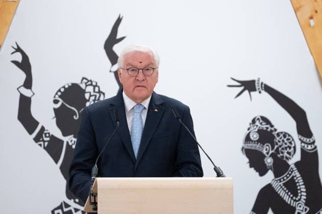 Bundespraesident Frank-Walter STEINMEIER, bei seiner Rede, Hinduistisches Tempelfest in Hamm, Sri Kamadchi Ampal Tempels in Hamm-Uentrop, 26.07.2026 *** Federal President Frank Walter STEINMEIER, during his speech at the Hindu temple festival in Hamm, at the Sri Kamadchi Ampal Temple in Hamm-Uentrop, July 26, 2026