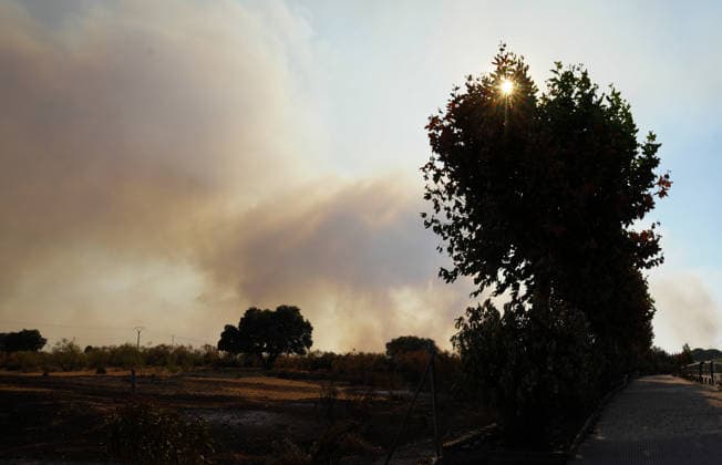Spain continue to evacuate villages due to the wildfires MADRID, SPAIN - JULY 26: Spanish authorities still try to control the massive fires west of the capital, as they continue to evacuate more than 47 villages and towns in central and western Spain due to the ongoing fires, which are being aided by strong winds in Madrid, Spain on July 26, 2026. Muath Hamed Anadolu Madrid Spain. Editorial use only. Please get in touch for any other usage.  Copyright: x2026xAnadoluxMuathxHamedx