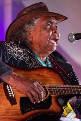 July 26, 2026, Corsham, Wiltshire, England: Kankara Nagarra, an Aborigine from the desert of Western Australia, sings Gospel Blues. Now in her eighties, her songs provide powerful testimony about her life and members of her community. She performed WOMAD Festival to a packed audience. Corsham England  - ZUMAr169 20260726_zip_r169_043 Copyright: xRodxHarbinsonx