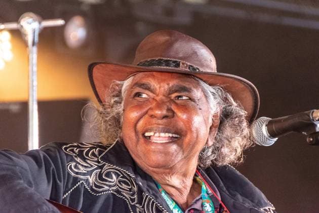 July 26, 2026, Corsham, Wiltshire, England: Kankara Nagarra, an Aborigine from the desert of Western Australia, sings Gospel Blues. Now in her eighties, her songs provide powerful testimony about her life and members of her community. She performed WOMAD Festival to a packed audience. Corsham England  - ZUMAr169 20260726_zip_r169_048 Copyright: xRodxHarbinsonx