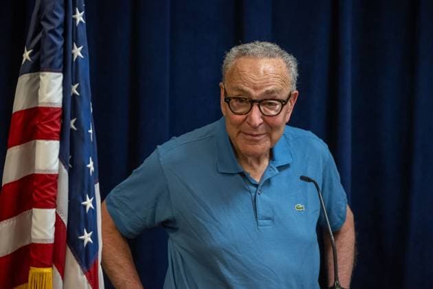 July 26, 2026, New York, New York, United States: U.S. Senator Chuck Schumer (D-NY) speaks.U.S. Senator Chuck Schumer (D-NY) announces actions to block any legislation with a provision that renames New York Penn Station after Donald Trump based on recent reporting uncovering that Transportation Secretary Sean Duffy sent a letter to senators asking Congress to direct Amtrak to rename Penn Station on July 26, 2026 in New York City. New York United States - ZUMAs197 20260726_aaa_s197_067 Copyright: xRonxAdarx