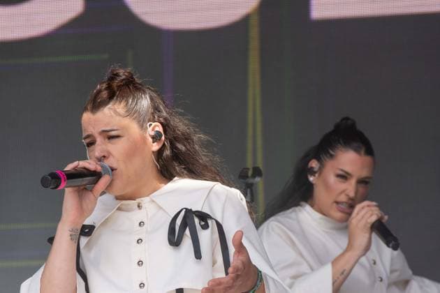 July 26, 2026, Corsham, Wiltshire, England: Tanxugueiras includes three women from the province of Galicia in Spain. The trio sang powerful songs at WOMAD Festival, with modern pop influences, as well as flavours from their celtic cultural roots. Corsham England  - ZUMAr169 20260726_zip_r169_061 Copyright: xRodxHarbinsonx