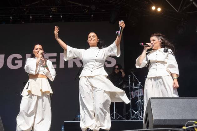 July 26, 2026, Corsham, Wiltshire, England: Tanxugueiras includes three women from the province of Galicia in Spain. The trio sang powerful songs at WOMAD Festival, with modern pop influences, as well as flavours from their celtic cultural roots. Corsham England - ZUMAr169 20260726_zip_r169_068 Copyright: xRodxHarbinsonx