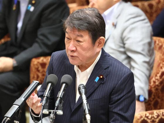 July 27, 2026, Tokyo, Japan - Japanese Foreign Minister Toshimitsu Motegi answers a question at Lower House s budget committee session at the National Diet in Tokyo on Monday, July 27, 2026. (photo by Yoshio Tsunoda AFLO)  aflo_339282553