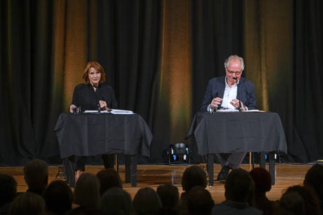 Lesung aus Loriots Szenen einer Ehe mit Senta Berger und Friedrich von Thun, im Toscana Congress in Gmunden, im Rahmen der Salzkammergut Festwochen Gmunden, fotografiert am 26.07.26. Das Bild zeigt die Schauspieler Senta Berger und Friedrich von Thun während ihrer Lesung 2026 - Lesung aus Loriots Szenen einer Ehe mit Senta Berger und Friedrich von Thun, im Toscana Congress in Gmunden, im Rahmen der Salzkammergut Festwochen Gmunden, am 26.07.26 *** Reading from Loriot’s *Scenes from a Marriage* with Senta Berger and Friedrich von Thun, at the Toscana Congress in Gmunden, as part of the Salzkammergut Festwochen Gmunden, photographed on July 26, 2026. The photo shows actors Senta Berger and Friedrich von Thun during their reading in 2026