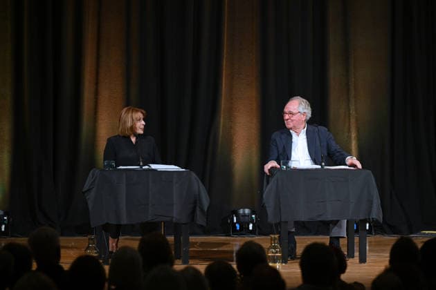 Lesung aus Loriots Szenen einer Ehe mit Senta Berger und Friedrich von Thun, im Toscana Congress in Gmunden, im Rahmen der Salzkammergut Festwochen Gmunden, fotografiert am 26.07.26. Das Bild zeigt die Schauspieler Senta Berger und Friedrich von Thun während ihrer Lesung 2026 - Lesung aus Loriots Szenen einer Ehe mit Senta Berger und Friedrich von Thun, im Toscana Congress in Gmunden, im Rahmen der Salzkammergut Festwochen Gmunden, am 26.07.26 *** Reading from Loriot’s *Scenes from a Marriage* with Senta Berger and Friedrich von Thun, at the Toscana Congress in Gmunden, as part of the Salzkammergut Festwochen Gmunden, photographed on July 26, 2026. The photo shows actors Senta Berger and Friedrich von Thun during their reading in 2026