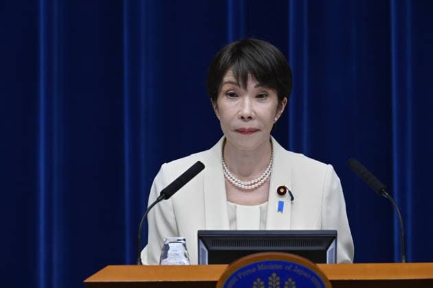 Japanese PM Takaichi holds press conference as Cabinet support falls TOKYO, JAPAN - JULY 27: Japanese Prime Minister Sanae Takaichi holds a press conference at the Prime Minister’s Office following the close of the 221st extraordinary session of the Diet, in Tokyo, Japan, on July 27, 2026. David Mareuil Anadolu Tokyo Japan. Editorial use only. Please get in touch for any other usage.  Copyright: x2026xAnadoluxDavidxMareuilx