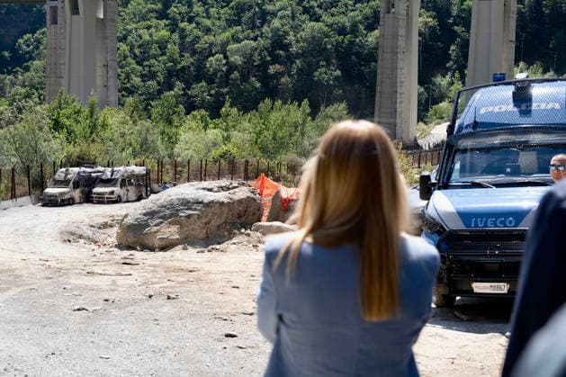 July 27, 2026, Chiomonte, Turin, Rome, Italy: Prime Minister Giorgia Meloni visits the high-speed rail construction site in Val di Susa, following the clashes between some protesters and the police that occurred on July 25, Chiomonte 27 07 2026 Chiomonte, Turin Italy  - ZUMAa289 20260727_zia_a289_057 Copyright: xUfficioxStampax