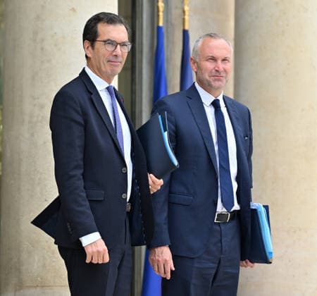 French government weekly cabinet meeting at Elysee Palace in Paris PARIS, FRANCE - JULY 27: French Labor Minister Jean-Pierre Farandou (L) and French junior Minister in charge of Parliament Relations Laurent Panifous (R) leave after a weekly cabinet meeting at the Elysee Palace in Paris, France on July 27, 2026. Mustafa Yalcin Anadolu Paris France. Editorial use only. Please get in touch for any other usage.  Copyright: x2026xAnadoluxMustafaxYalcinx
