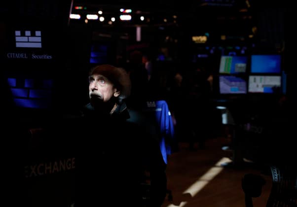 Traders work on the floor of the New York Stock Exchange on Wall Street on Monday, July 27, 2026 in New York City. The DOW began the day up over 600 points before falling back a bit but chip stocks. There was a pause in Iran fighting over the weekend.  NYP20260727106 JOHNxANGELILLO
