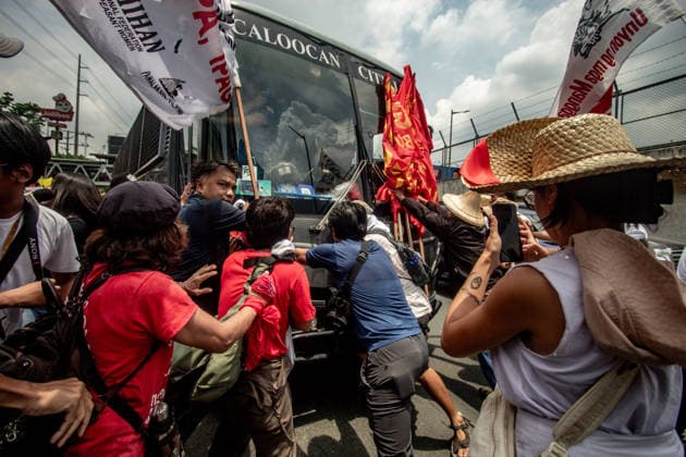 July 27, 2026, Quezon, Metro Manila, Philippines: Numbering in the thousands, multi-sectoral groups marched along Commonwealth Avenue for the Ã¢â‚¬ËœPeopleÃ¢â‚¬â ¢s SONAÃ¢â‚¬â ¢, coinciding with the 5th State of the Nation Address of Pres. Ferdinand Marcos Jr., July 27. Protesters called for greater accountability amidst government impunity, and the rejection of imperialist control of the United States over the Philippines in face of projects such as the Pax Silica Initiative which threatens to intensify issues of displacement and large-scale mining in the country. Quezon Philippines - ZUMAs383 20260727_zip_s383_014 Copyright: xNathanielxSorianox