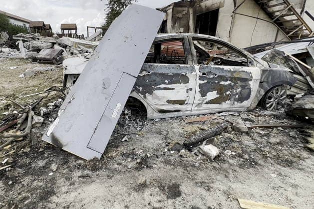 RUSSIA, ZAPOROZHYE REGION - JULY 27, 2026: A burnt-out car is seen following a Ukrainian drone strike on Kirilovka. Video grab. Best quality available. Zaporozhye Region Governor Press Office TASS  95541135