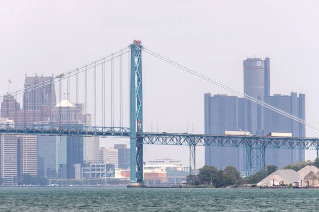 July 27, 2026, Windsor, On, CANADA: Transport trucks are seen using the Ambassador Bridge on the first day of opening for the Gordie Howe International Bridge, in Windsor, Ont., Monday, July 27, 2026. Windsor CANADA  - ZUMAc35_ 20260727_zaf_c35_105 Copyright: xDaxxMelmerx