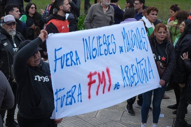 Demonstrators protest IMF chief Kristalina Georgieva s visit to Argentina BUENOS AIRES, ARGENTINA - JULY 27: Demonstrators protest against the visit of International Monetary Fund (IMF) Managing Director Kristalina Georgieva in Buenos Aires, Argentina, on July 27, 2026. During her visit, Georgieva holds talks with Argentina s Economy Minister Luis Caputo to review compliance with economic targets and the status of the country s debt agreement with the IMF, before meeting President Javier Milei amid a heavy police presence and street protests opposing the IMF s role in the country. Luciano Gonzalez Anadolu Buenos Aires Argentina. Editorial use only. Please get in touch for any other usage.  Copyright: x2026xAnadoluxLucianoxGonzalezx