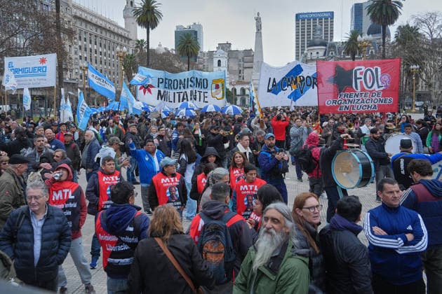 Demonstrators protest IMF chief Kristalina Georgieva s visit to Argentina BUENOS AIRES, ARGENTINA - JULY 27: Demonstrators protest against the visit of International Monetary Fund (IMF) Managing Director Kristalina Georgieva in Buenos Aires, Argentina, on July 27, 2026. During her visit, Georgieva holds talks with Argentina s Economy Minister Luis Caputo to review compliance with economic targets and the status of the country s debt agreement with the IMF, before meeting President Javier Milei amid a heavy police presence and street protests opposing the IMF s role in the country. Luciano Gonzalez Anadolu Buenos Aires Argentina. Editorial use only. Please get in touch for any other usage.  Copyright: x2026xAnadoluxLucianoxGonzalezx