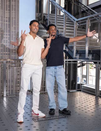 July 27, 2026, New York, New York, USA: MICHAEL EVANS BEHLING and NATHANIEL LOGAN MCINTYRE visit the Empire State Building in New York to celebrate the eighth and final season of All American on the CW. 28 July 2026 New York USA  - ZUMAa265 20260727_zep_a265_019 Copyright: xEricxAcquayex