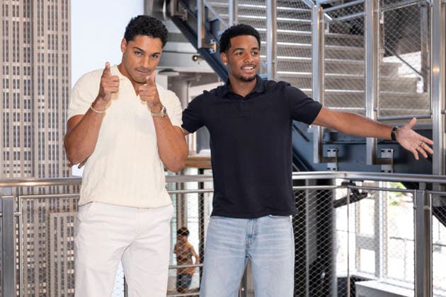 July 27, 2026, New York, New York, USA: MICHAEL EVANS BEHLING and NATHANIEL LOGAN MCINTYRE visit the Empire State Building in New York to celebrate the eighth and final season of All American on the CW. 28 July 2026 New York USA  - ZUMAa265 20260727_zep_a265_023 Copyright: xEricxAcquayex