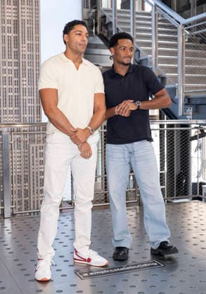July 27, 2026, New York, New York, USA: MICHAEL EVANS BEHLING and NATHANIEL LOGAN MCINTYRE visit the Empire State Building in New York to celebrate the eighth and final season of All American on the CW. 28 July 2026 New York USA  - ZUMAa265 20260727_zep_a265_027 Copyright: xEricxAcquayex