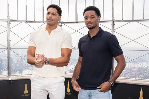 July 27, 2026, New York, New York, USA: MICHAEL EVANS BEHLING and NATHANIEL LOGAN MCINTYRE visit the Empire State Building in New York to celebrate the eighth and final season of All American on the CW. 28 July 2026 New York USA  - ZUMAa265 20260727_zep_a265_051 Copyright: xEricxAcquayex