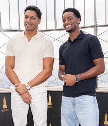 July 27, 2026, New York, New York, USA: MICHAEL EVANS BEHLING and NATHANIEL LOGAN MCINTYRE visit the Empire State Building in New York to celebrate the eighth and final season of All American on the CW. 28 July 2026 New York USA  - ZUMAa265 20260727_zep_a265_057 Copyright: xEricxAcquayex