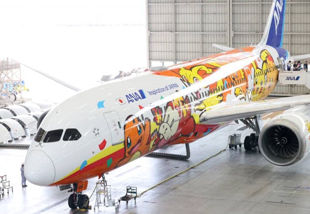 July 28, 2026, Tokyo, Japan - Japan s largest air carrier All Nippon Airways (ANA) displays the special designed aircraft with Pokemon characters Red Pokemon Jet to mark the 30th annivrersary of the partnership of ANA and Pokemon at the ANA hangar near the Haneda airport in Tokyo on Tuesday, July 28, 2026. ANA will start domestic flight services of Red Pokemon Jet from July 29. (photo by Yoshio Tsunoda AFLO)  aflo_339375446