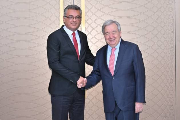 Antonio Guterres - Tufan Erhurman meeting in Lefkosia LEFKOSIA, TRNC - JULY 28: Turkish Republic of Northern Cyprus (TRNC) President Tufan Erhurman receives Secretary-General of the United Nations Antonio Guterres and his accompanying delegation in Lefkosia, Turkish Republic of Northern Cyprus on July 28, 2026. Ali Ruhluel Anadolu Lefkosia Turkish Republic of Northern Cyprus. Editorial use only. Please get in touch for any other usage.  Copyright: x2026xAnadoluxAlixRuhluelx