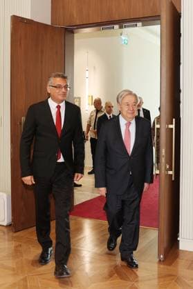 Antonio Guterres - Tufan Erhurman meeting in Lefkosia LEFKOSIA, TRNC - JULY 28: Turkish Republic of Northern Cyprus (TRNC) President Tufan Erhurman receives Secretary-General of the United Nations Antonio Guterres and his accompanying delegation in Lefkosia, Turkish Republic of Northern Cyprus on July 28, 2026. Ali Ruhluel Anadolu Lefkosia Turkish Republic of Northern Cyprus. Editorial use only. Please get in touch for any other usage.  Copyright: x2026xAnadoluxAlixRuhluelx