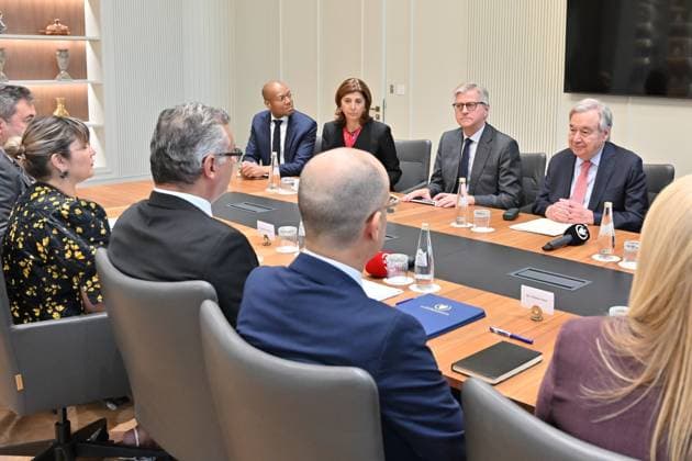 Antonio Guterres - Tufan Erhurman meeting in Lefkosia LEFKOSIA, TRNC - JULY 28: Turkish Republic of Northern Cyprus (TRNC) President Tufan Erhurman receives Secretary-General of the United Nations Antonio Guterres and his accompanying delegation in Lefkosia, Turkish Republic of Northern Cyprus on July 28, 2026. Ali Ruhluel Anadolu Lefkosia Turkish Republic of Northern Cyprus. Editorial use only. Please get in touch for any other usage.  Copyright: x2026xAnadoluxAlixRuhluelx
