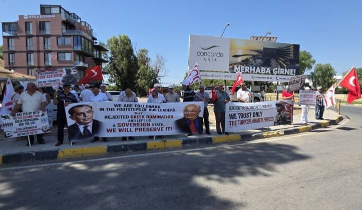 Protest against Secretary-General Guterres visit in Lefkosia LEFKOSIA, TRNC - JULY 28: Demonstrators, holding banners, gather to protest against the visit of United Nations Secretary-General Antonio Guterres to the Turkish Republic of Northern Cyprus on July 28, 2026 in Lefkosia, Turkish Republic of Northern Cyprus. Ali Ruhluel Anadolu Lefkosia Turkish Republic of Northern Cyprus. Editorial use only. Please get in touch for any other usage.  Copyright: x2026xAnadoluxAlixRuhluelx