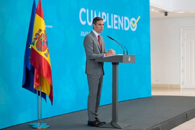 July 28, 2026, Madrid, Madrid, Spain: Prime Minister Pedro Sanchez during the press conference, reviewed the political year before the summer recess and presented the periodic accountability report Cumplindo at the Moncloa Complex, on 28 July, 2016 in Madrid, Spain Madrid Spain - ZUMAs197 20260728_aaa_s197_020 Copyright: xAtilanoxGarciax