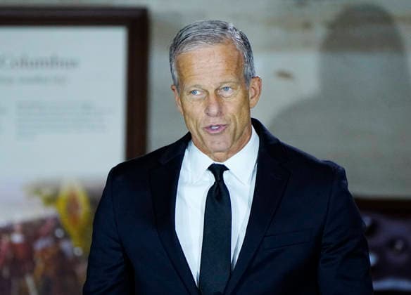 Senate Majority Leader John Thune speaks during a Congressional Tribute to honor the late Sen. Lindsey Graham, R-SC, in the Rotunda of the U.S. Capitol in Washington, DC on Tuesday, July 28, 2026. Graham, who served in Congress for 31 years, died on July 11 at the age of 71.  WAP20260728918 BONNIExCASH