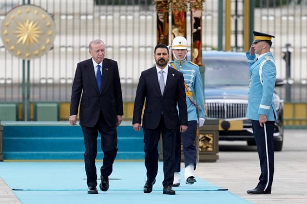 Turkish President Recep Tayyip Erdogan ANKARA, TURKIYE - JULY 28: Turkish President Recep Tayyip Erdogan (L) welcomes Iraqi Prime Minister Ali al-Zaydi (2nd L) with an official ceremony at the Presidential Complex in Ankara, Turkiye, on July 28, 2026. Ercin Erturk Anadolu Ankara Turkey. Editorial use only. Please get in touch for any other usage.  Copyright: x2026xAnadoluxErcinxErturkx