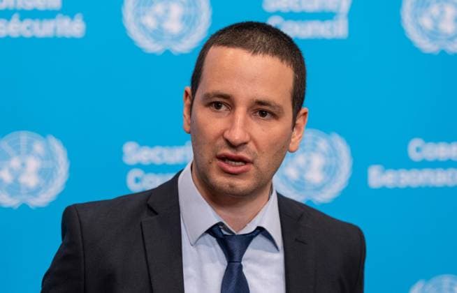 July 28, 2026, New York, New York, USA: Ron Gabayan, spokesperson of the Israeli mission to the UN speaks as Ambassador Danny Danon of Israel made a statement to the press ahead of Security Council meeting on The situation in the Middle East, including the Palestinian question: Quarterly Open Debate at UN Headquarters in New York, NY on July 28, 2026. New York USA - ZUMAr339 20260728_znp_r339_001 Copyright: xLevxRadinx