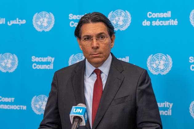 July 28, 2026, New York, New York, USA: Ambassador Danny Danon of Israel speaks to the press ahead of Security Council meeting on The situation in the Middle East, including the Palestinian question: Quarterly Open Debate at UN Headquarters in New York, NY on July 28, 2026. New York USA - ZUMAr339 20260728_znp_r339_006 Copyright: xLevxRadinx