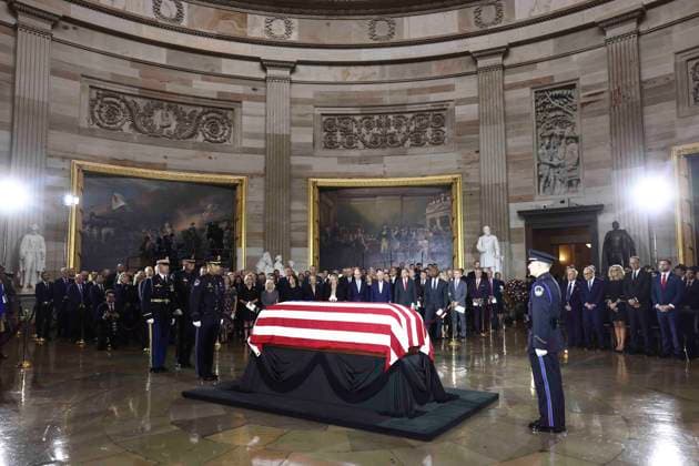 Lindsey Graham Memorial Service in the US Capitol A US Capitol Police honor guard deploys around the casket of late South Carolina Senator Lindsey Graham in the rotunda of the US Capitol during a congressional tribute to his life in Washington, DC, USA, 28 July 2026. Graham died unexpectedly on 11 July at the age of 71 from a tear in his aorta. Photo by Shawn Thew Pool via CNP ABACAPRESS.COM Washington District of Columbia United States  Copyright: xCNP ABACAx