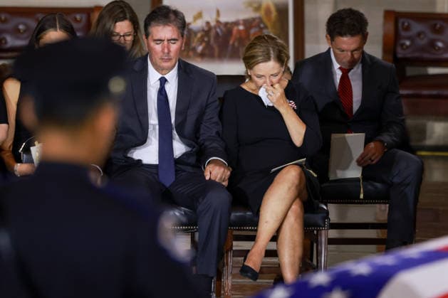 July 28, 2026, Washington, District Of Columbia, USA: Senator Darline Graham Nordone, a Republican from South Carolina, right, and her husband Larry Nordone during a ceremony for late Republican Senator Lindsey Graham in the rotunda of the US Capitol in Washington, DC, US, on Tuesday, July 28, 2026. Lindsey Graham, the South Carolina senior senator and foreign policy hawk who changed from a Donald Trump skeptic to one of the US president s strongest allies, died on July 11 at the age of 71 Washington USA - ZUMAs152 20260728_faa_s152_099 Copyright: xTierneyxL.xCrossx-xPoolxviaxCNPx